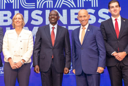 President William Ruto at the AmCham Business Summit.